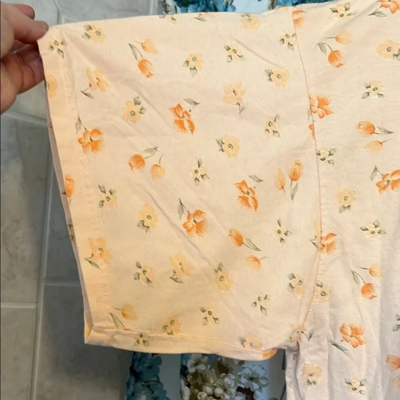 Peachy orange floral maxi nightgown with button front - Picture 6 of 8